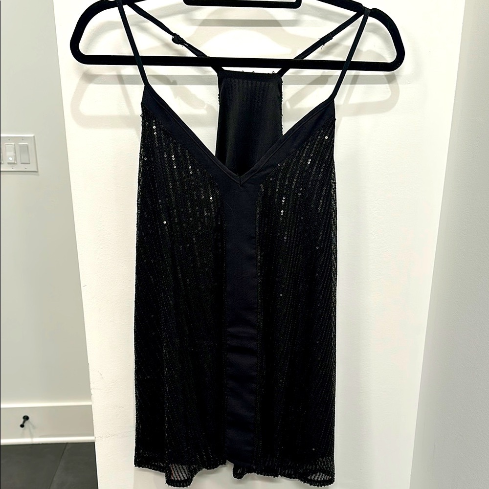 Womens black sequined tank